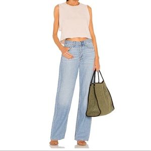 Rag & Bone wide leg, high rise boyfriend Jeans 26 in medium wash.